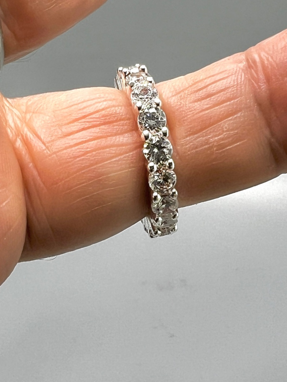 Silver Plated Cubic Zirconia Eternity Band Ring Size 8 1-2